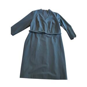 Ann Taylor black midi dress casual office wear v-neck size 14